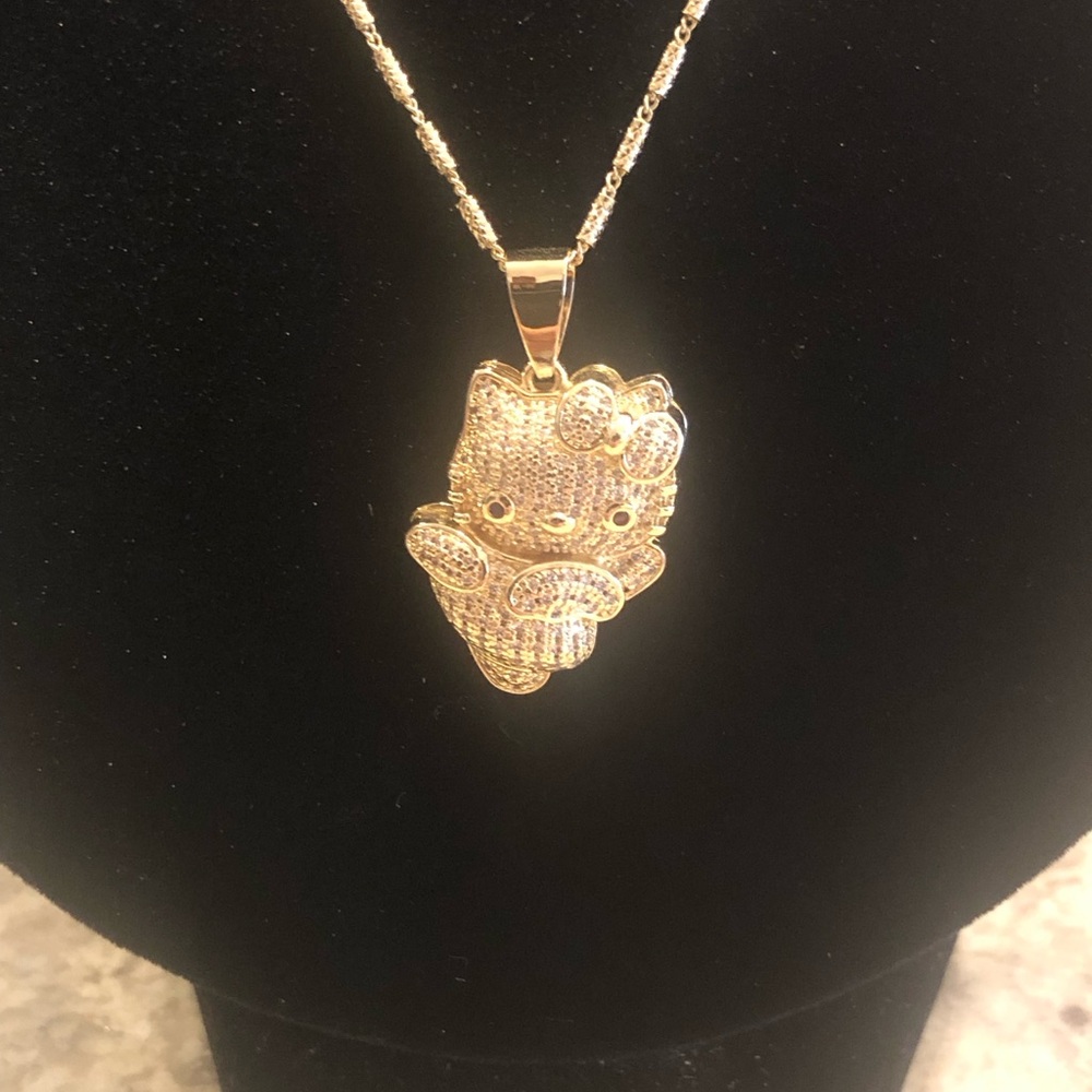 Hello Kitty Gold Crystal Pendant Necklace